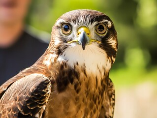 Naklejka premium A wildlife rehabilitation program that focuses on returning rescued birds of prey to the wild after medical treatment.