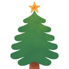Green Gradient Christmas Tree with Star Illustration