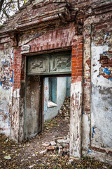 Ruins of an old abandoned building. A manor house of the early 19th century.