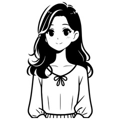 Cartoon girl silhouette vector with white background 