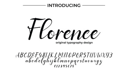 Florence Font Stylish brush painted an uppercase vector letters, alphabet, typeface