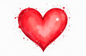red watercolor heart on white background. Illustration