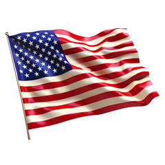 Obraz premium United States flag waving in the wind, symbolizing patriotism and national pride. transparent background