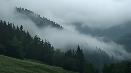 Fog Rolling Through Mountain Pass