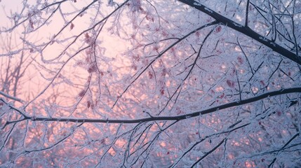 Obraz premium Frosted Tree Branches in Winter