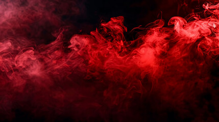 Abstract red smoke on a black background, featuring red color clouds.