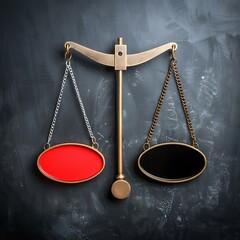 Golden scales of justice symbol representing the concept of legal law and balance in a court