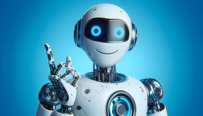 artificial intelligence robot humanoid smile kind friendly digital technology innovation