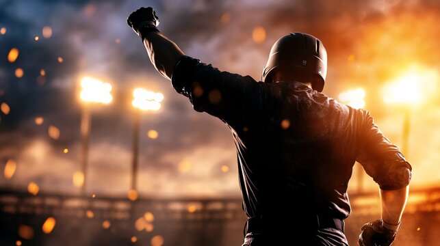 Baseball Player Celebrating Home Run - Powered by Adobe