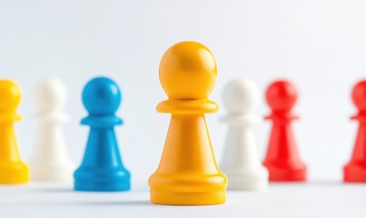 Dynamic competitive analysis with colorful game pieces for strategic insights
