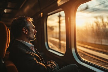 Business traveler chooses train over flight for nearby city conference, enjoying scenic journey