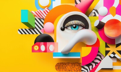 Vibrant fusion of shapes and colors a creative exploration of typography in advertising