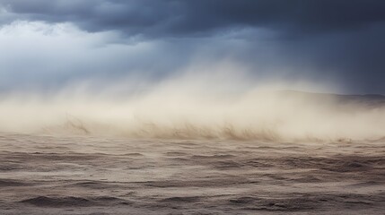 Fototapeta premium Windstorm Blowing Sand Across Desert Landscape