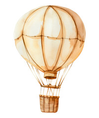 Obraz premium Watercolor illustration of a large balloon with a basket. Children's balloon print, for printing stickers, posters.