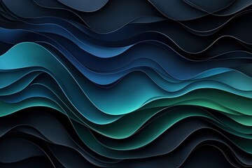 Abstract blue and green paper wave background.