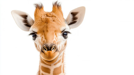 Obraz premium sweet 4 month old baby giraffe with long neck and expressive eyes, showcasing its unique features and charm