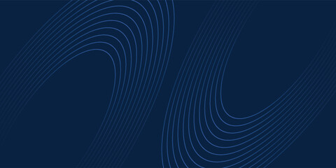 Dark blue background. Modern line stripes curve abstract presentation background.
