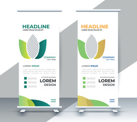 professional nature business roll up display standee template design	