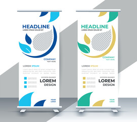 professional nature business roll up display standee template design	