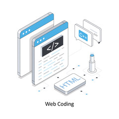 Web Coding isometric stock illustration Eps 10 File