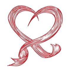 Abstract heart shape vector sketch illustration of a vintage love symbol