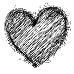 Abstract heart shape vector sketch illustration of a vintage love symbol