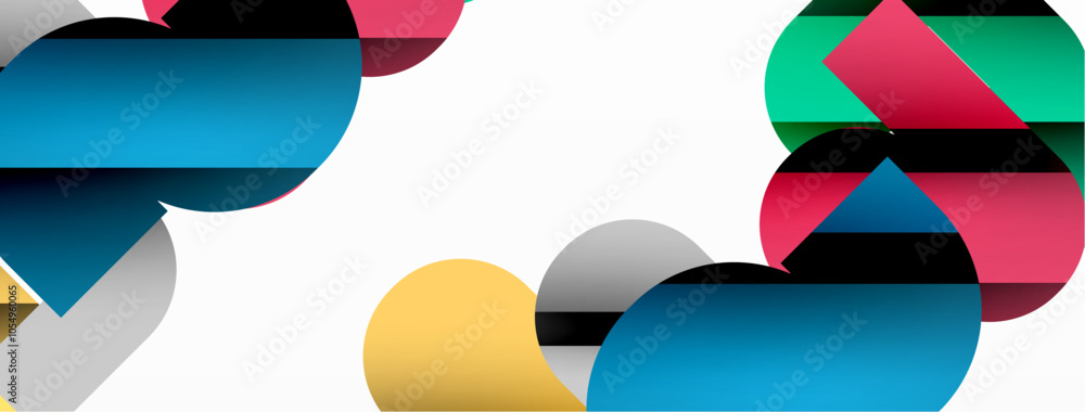 Poster abstract background. colorful geometric curve shapes with black shadow lines effects