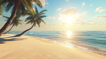 Fototapeta premium Vibrant Tropical Beach with Diffused Lighting Effect
