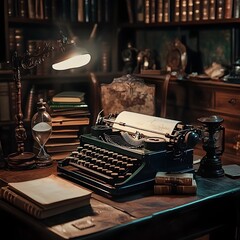 Intimate Workspace Adorned with Vintage Writer s Essentials