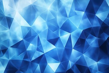 Obraz premium Abstract blue polygonal background with a blurred white light effect.