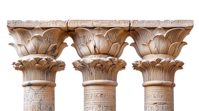 Greek columns set isolated on transparent or white background