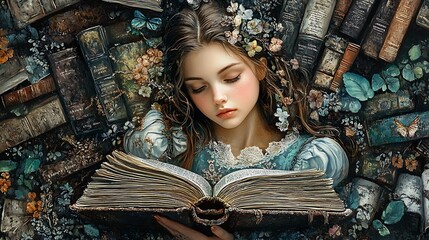 Enchanting literary escape a girl lost in books and nature's beauty