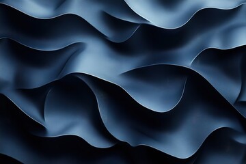 Obraz premium Abstract blue wave pattern with flowing, wavy lines and soft shadows.