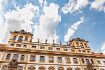 Obraz premium The top of the Tuscan Palace on Hradcanska Square in Prague in Czech Republic