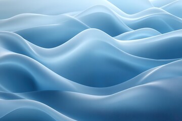Obraz premium Abstract blue waves flowing smoothly in a 3D digital design.