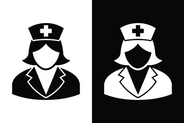 Nurse Silhouette Icon. Female Medical Symbol in Vector Design