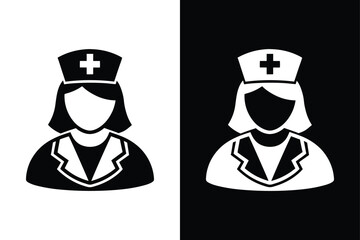 Medical Team Icon. Nurse Silhouette Vector for Healthcare Symbols