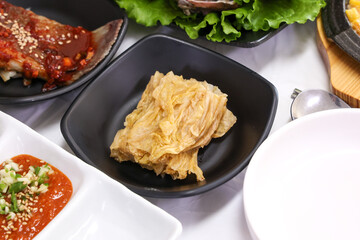 Korean traditional food. White kimchi. Not spicy