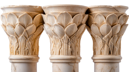 Greek columns set isolated on transparent or white background