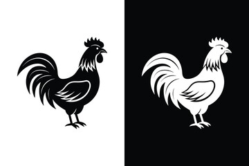 Classic Rooster Silhouette. Flat Vector Illustration for Poultry Themes