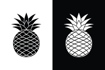 Obraz premium Tropical Pineapple Icon. Simple Vector Silhouette for Food and Vitamin Themes