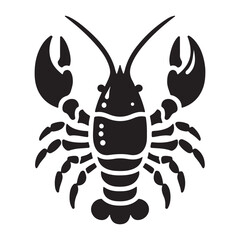 Lobster silhouette vector on a white background