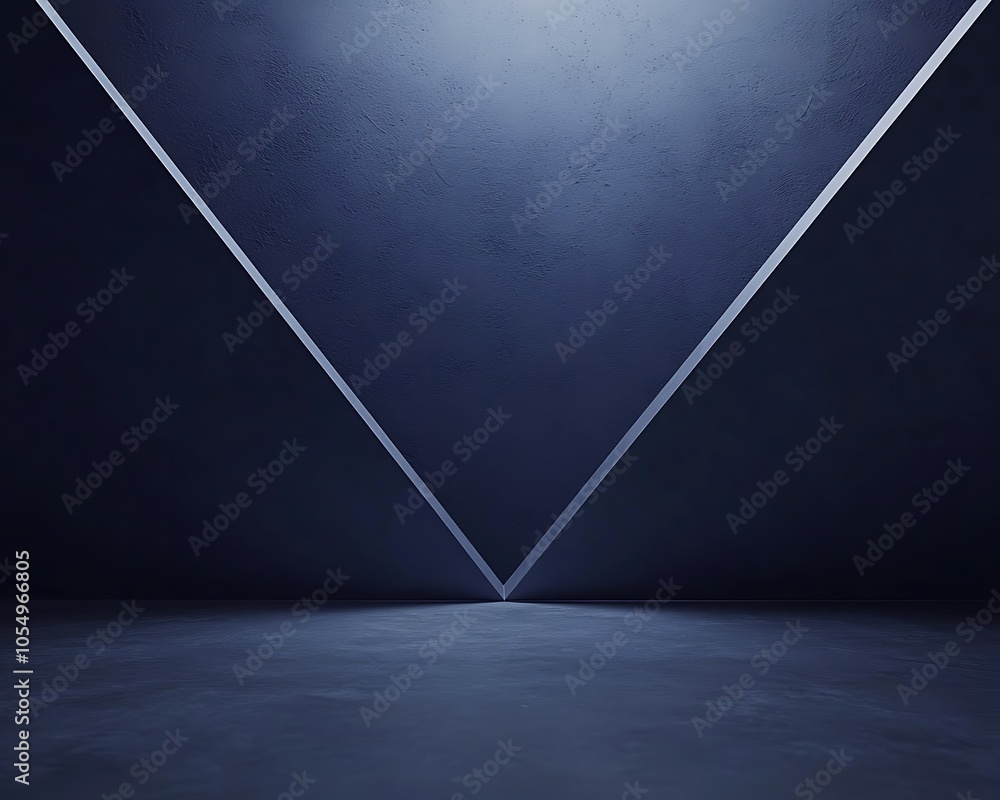 Wall mural a dimly lit space with two converging lines creating a triangular shape, suggesting depth and a sens