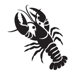 Fototapeta premium Lobster silhouette vector on a white background