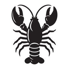 Lobster silhouette vector on a white background