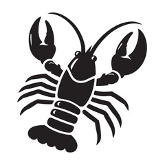 Lobster silhouette vector on a white background