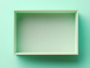 A minimalist open box on a light mint green background, emphasizing simplicity and modern design.