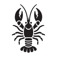 Lobster silhouette vector on a white background
