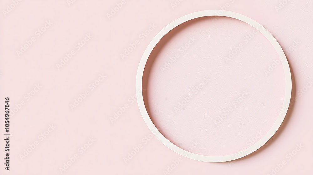 Poster a minimalist circular frame on a soft pink background, evoking a sense of calm and simplicity.