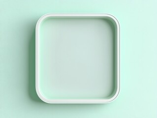 A minimalist mint-green square tray with a white border, resting against a textured background.